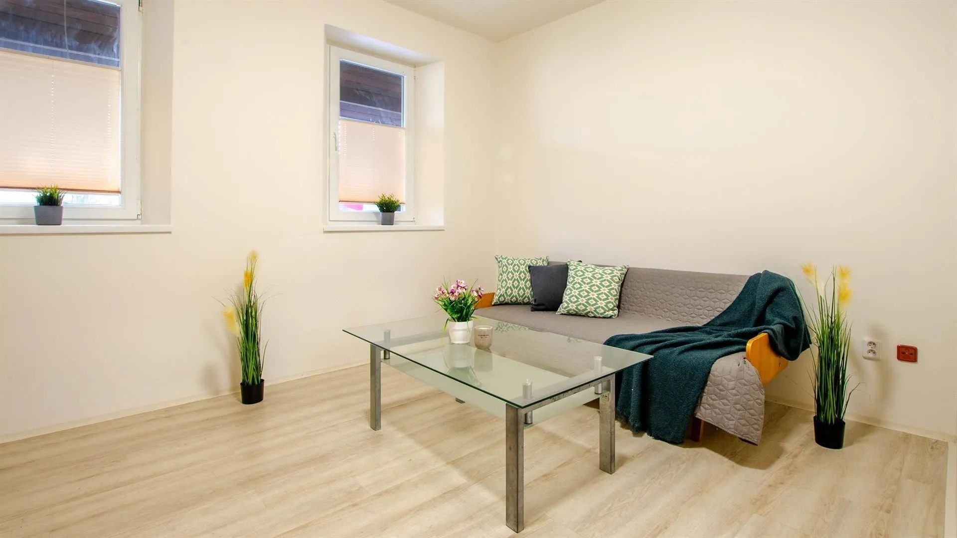 obývací pokoj s přirozené světlo a dřevěná podlaha