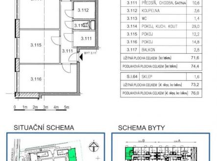 Prodej bytu, 3+kk, 72 m²