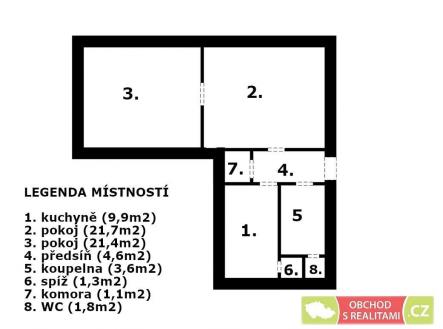 Prodej bytu, 2+1, 66 m²