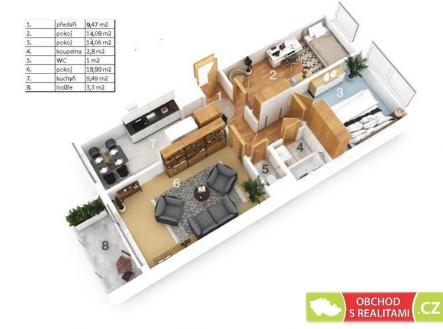 Pronájem bytu, 3+1, 77 m²