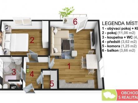 Pronájem bytu, 2+kk, 46 m²