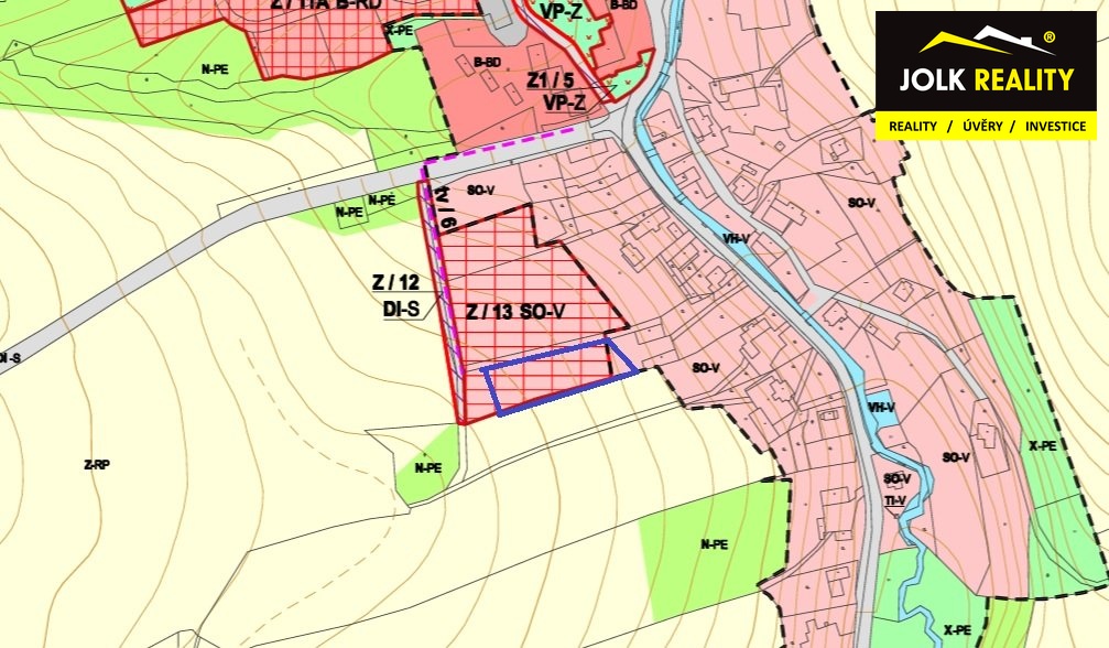 Uzemní plán s vyznačením pozemku