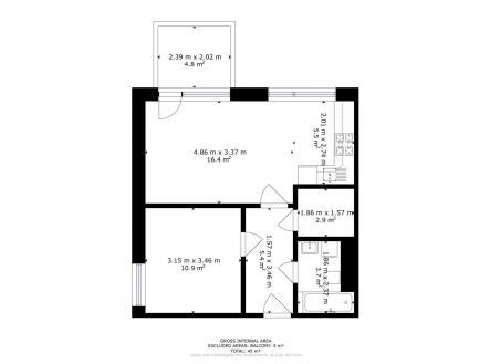 Pronájem bytu, 2+kk, 47 m²