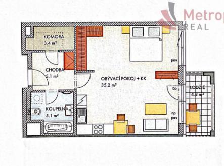 Prodej bytu, 2+kk, 54 m²