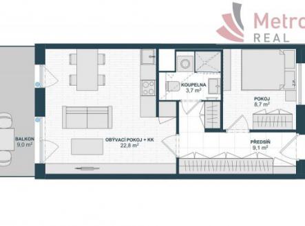 Prodej bytu, 1+kk, 55 m²