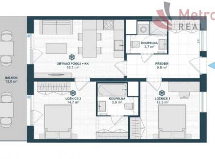 Prodej bytu, 3+kk, 80 m²