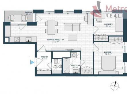 Prodej bytu, 3+kk, 73 m²