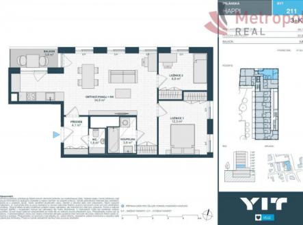 Prodej bytu, 3+kk, 73 m²