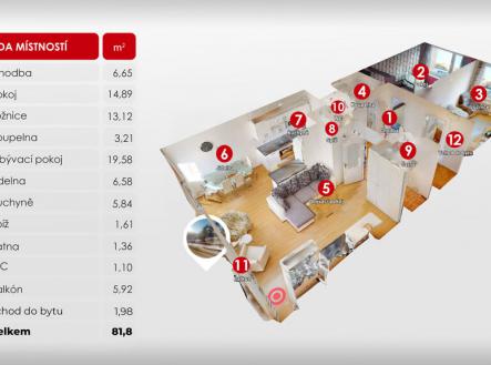 Prodej bytu, 3+kk, 82 m²