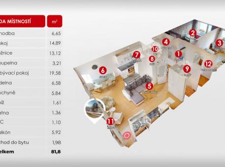 Prodej bytu, 3+kk, 82 m²