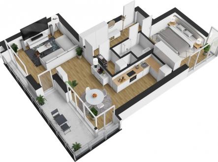 Pronájem bytu, 2+kk, 73 m²