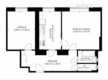 Prodej bytu, 2+1, 56 m²