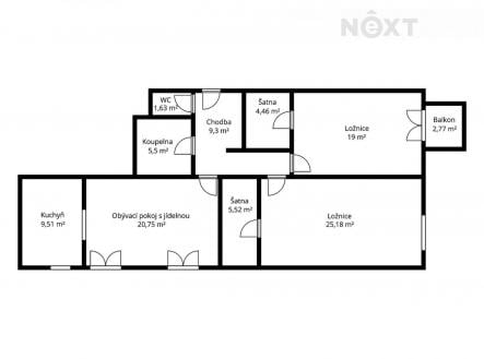 Pronájem bytu, 3+1, 105 m²