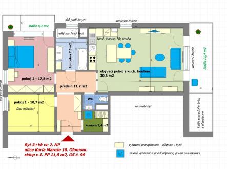 Pronájem bytu, 3+kk, 106 m²