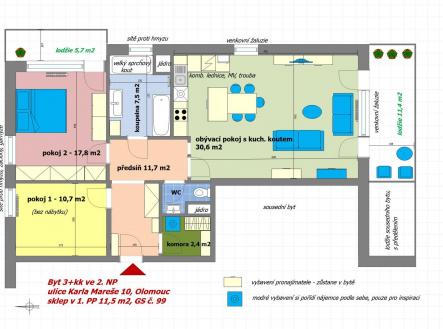Pronájem bytu, 3+kk, 122 m²