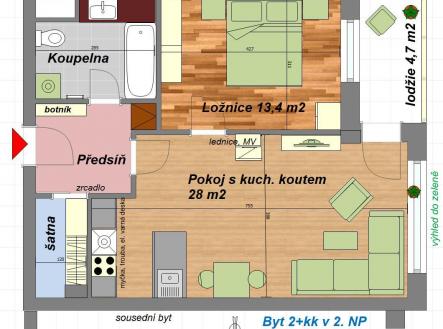 Pronájem bytu, 2+kk, 60,3 m²
