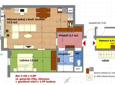 Pronájem bytu, 2+kk, 66 m²