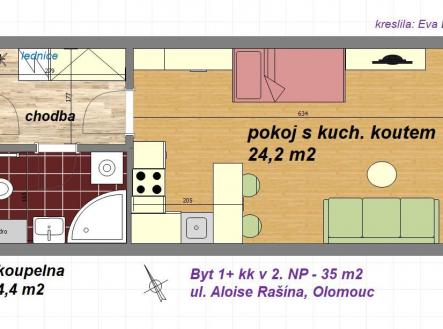 Pronájem bytu, 1+kk, 35 m²