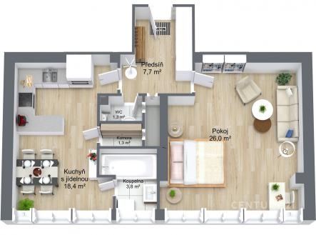 Prodej bytu, 2+kk, 57 m²