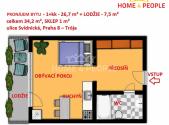 Pronájem bytu, 1+kk, 34 m²