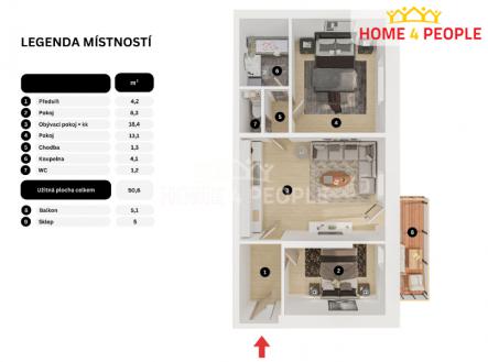 Prodej bytu, 3+kk, 55 m²