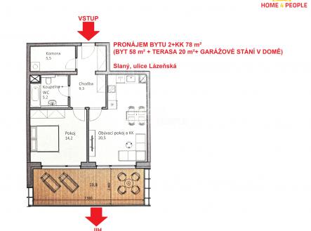 Pronájem bytu, 2+kk, 78 m²