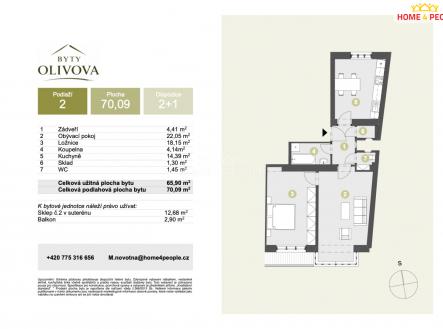 Prodej bytu, 2+1, 70 m²