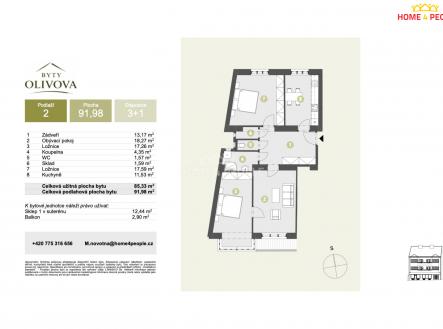 Prodej bytu, 3+1, 92 m²