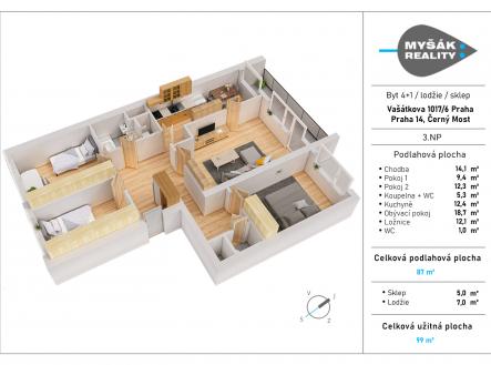 Prodej bytu, 4+1, 99 m²