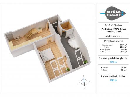 Prodej bytu, 3+1, 136 m²
