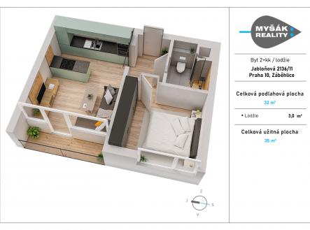 Prodej bytu, 2+kk, 35 m²