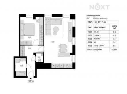 Prodej bytu, 2+kk, 63 m²