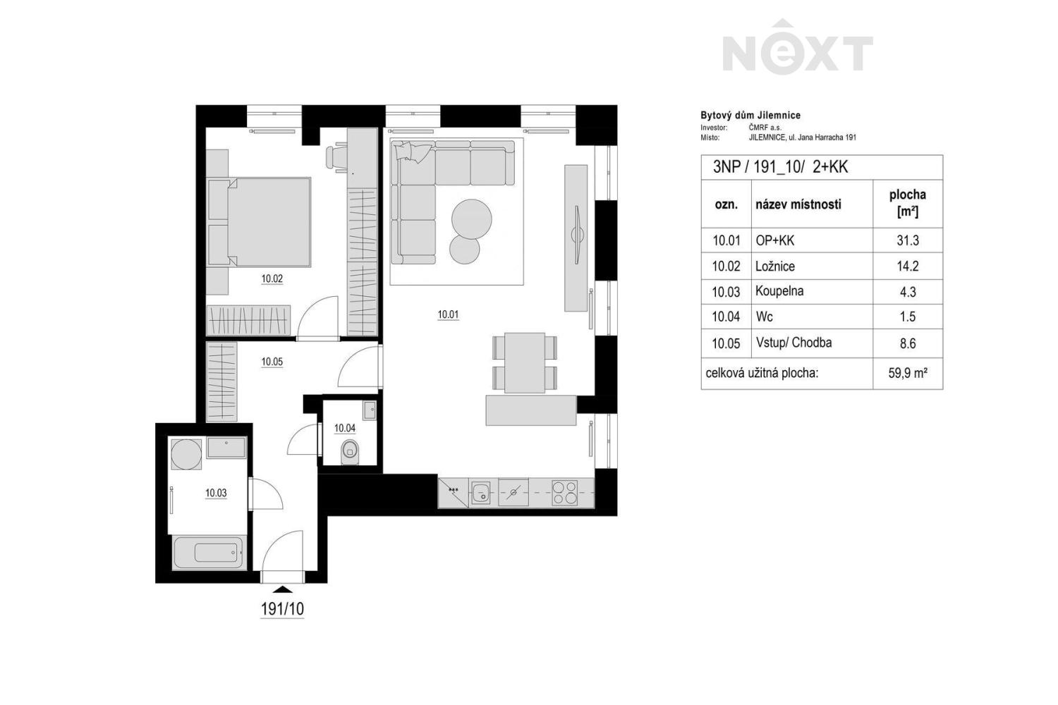 Prodej byt 2+kk, 64㎡