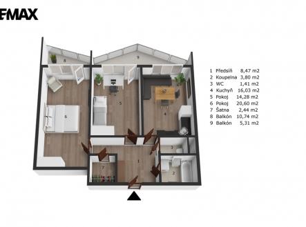 Prodej bytu, 2+1, 67 m²