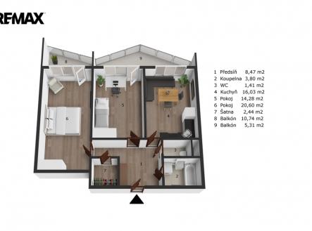 Prodej bytu, 2+1, 67 m²