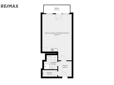 Pronájem bytu, 1+kk, 41 m²