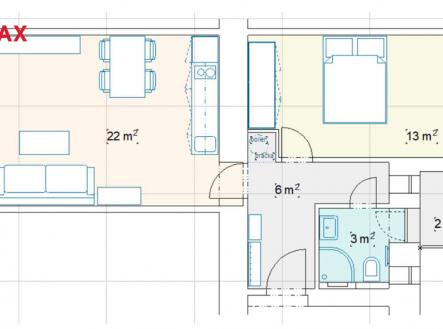 Pronájem bytu, 2+kk, 44 m²