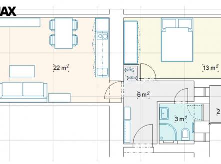 Pronájem bytu, 2+kk, 44 m²