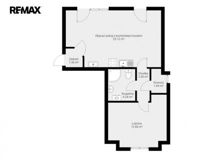 Pronájem bytu, 2+kk, 47 m²