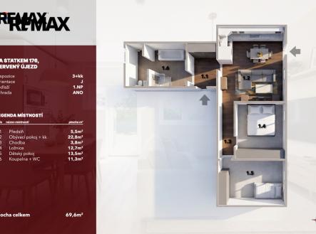 Prodej bytu, 3+kk, 68 m²