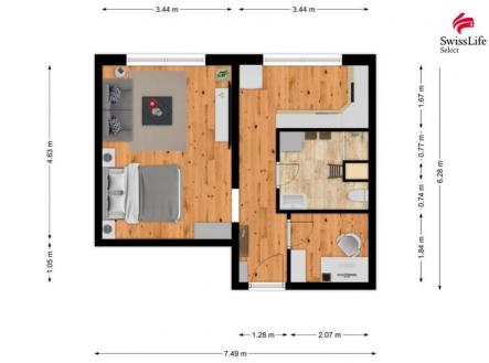 Pronájem bytu, 1+1, 36 m²