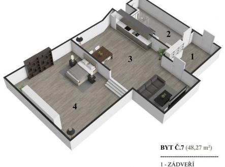 Pronájem bytu, 2+kk, 48 m²