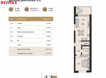 Prodej bytu, 2+kk, 55 m²