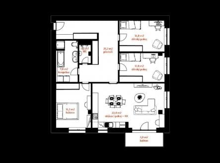 Prodej bytu, 4+kk, 116 m²