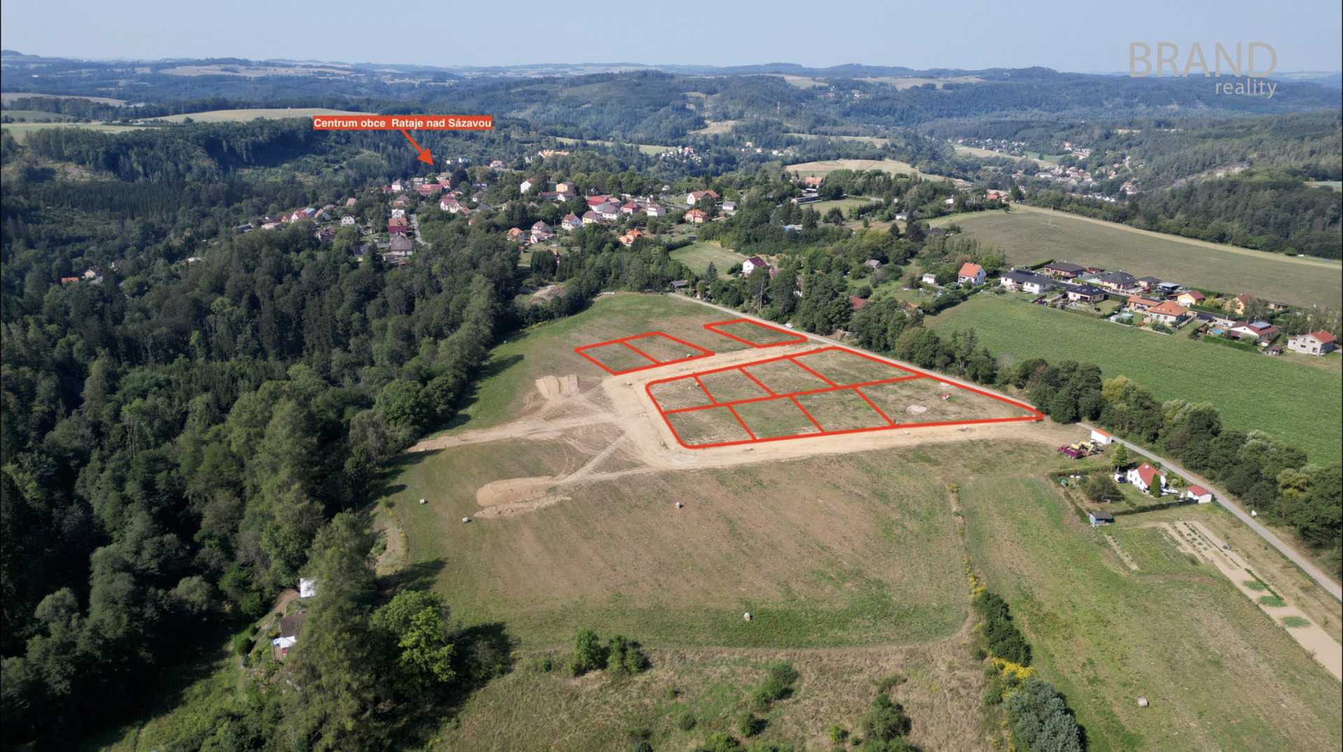 Prodej stavebních pozemků, od 801 m2, Rataje nad Sázavou, okr. Kutná Hora. 