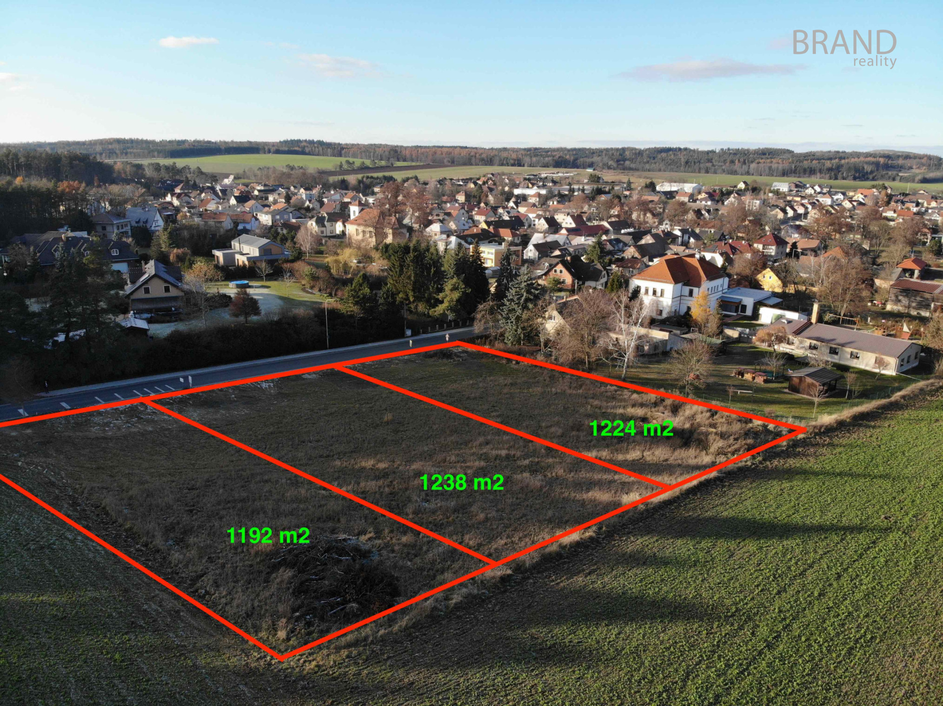 Prodej stavebních pozemků, od 1192 m2, Žilina, okr. Kladno. 