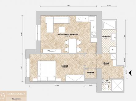 Pronájem bytu, 2+kk, 50 m²