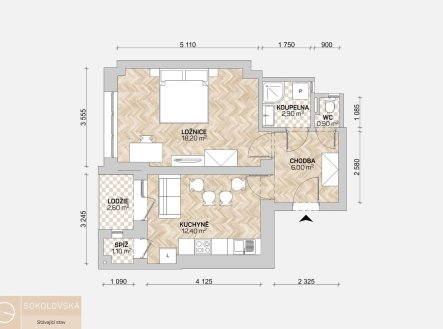 Pronájem bytu, 2+kk, 48 m²
