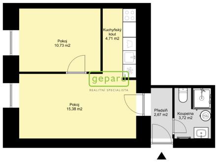 Pronájem bytu, 2+kk, 37 m²
