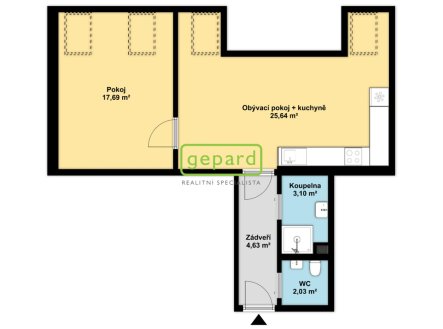 Pronájem bytu, 2+kk, 54 m²
